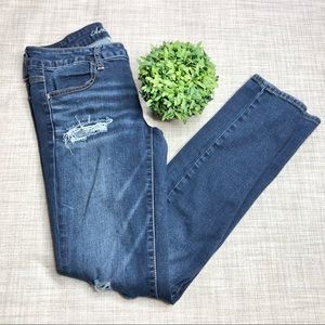 American Eagle super stretch distressed front jeggings, medium stonewash